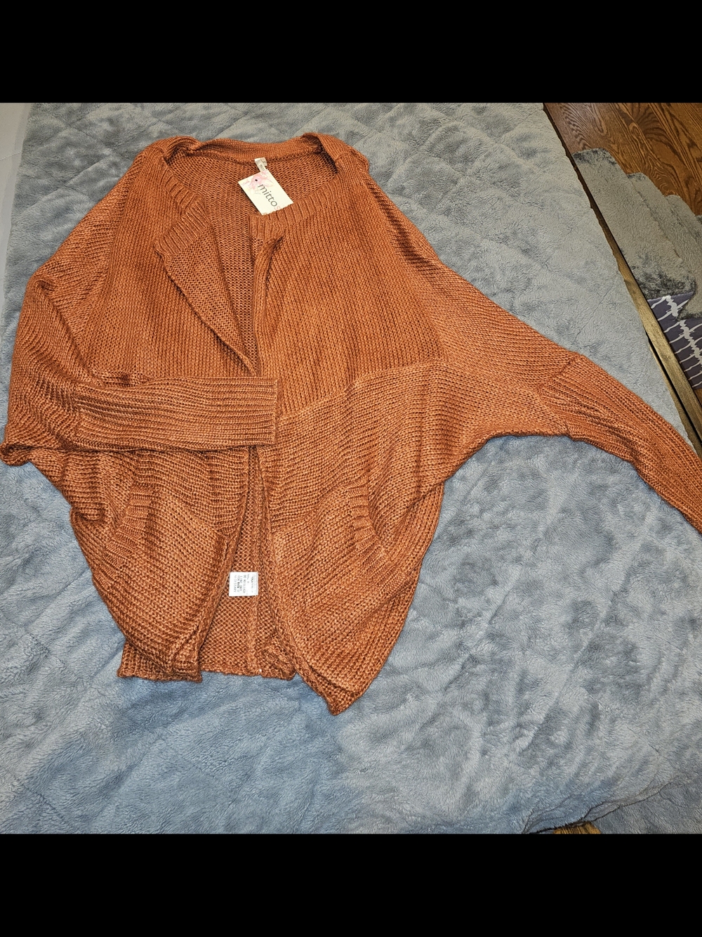 NWT - mittoshop Open-Front Rust Orange Knit Cardigan